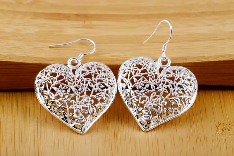 

Charm 925 Sterling Silver 30MM Heart Earrings For Women Party Gift Jewelry Fashion Accessories