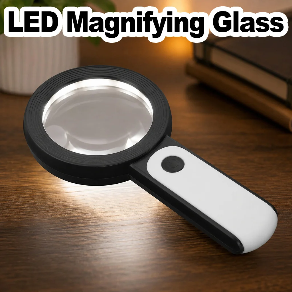 Magnifying Glass with Light 3.15 Inch Large Lens On/Off Button Books Newspapers Maps Fine Detail Viewing Stepless Dimming 18 LED