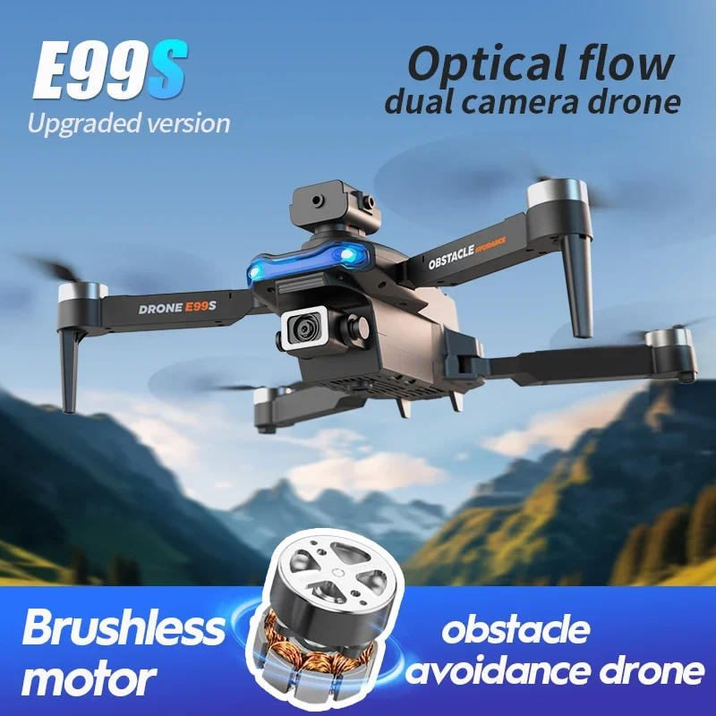 E99S Brushless Motor RC Dron 5G WiFi FPV 360° Laser Obstacle Avoidance 8K HD Dual Camera GPS Return RC Quadcopter Dron Toys