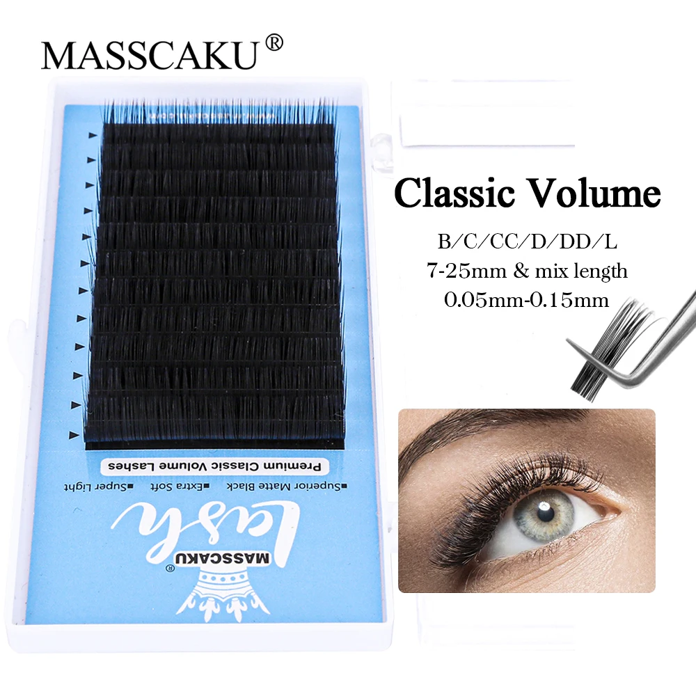 Hot Sale12 Rows C/D Cur Black Classic Regular Lash Extension 0.07/0.10mm Thickness Natural Long-lasting Volume Eyelash Supplies