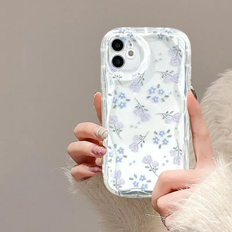 Clear Flower Case For VIVO Y22S Y36 Y76 Y02S Y17S Y21 33S Y21S Y35 Y15S Y15A Y01 Y16 Y20 V21E V29E V25 V23 V27 Pro Wavy Cover