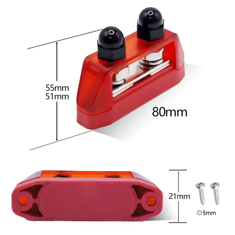 M8 M10 200A Power Busbar Distribution Panel DC Dual-Stud Battery Terminal Connector Universal For Automotive & Marine