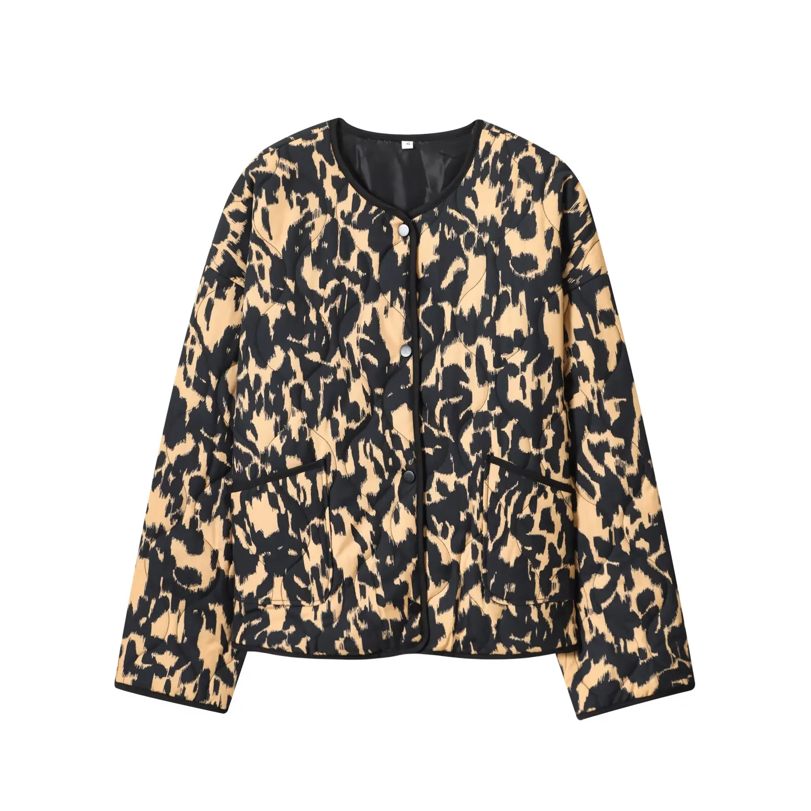 

Faionable Snake Skin Print Long Sve Jaet Women's Autumn New Sle Button Design Cotton Coat Commute Sle Regular Fit