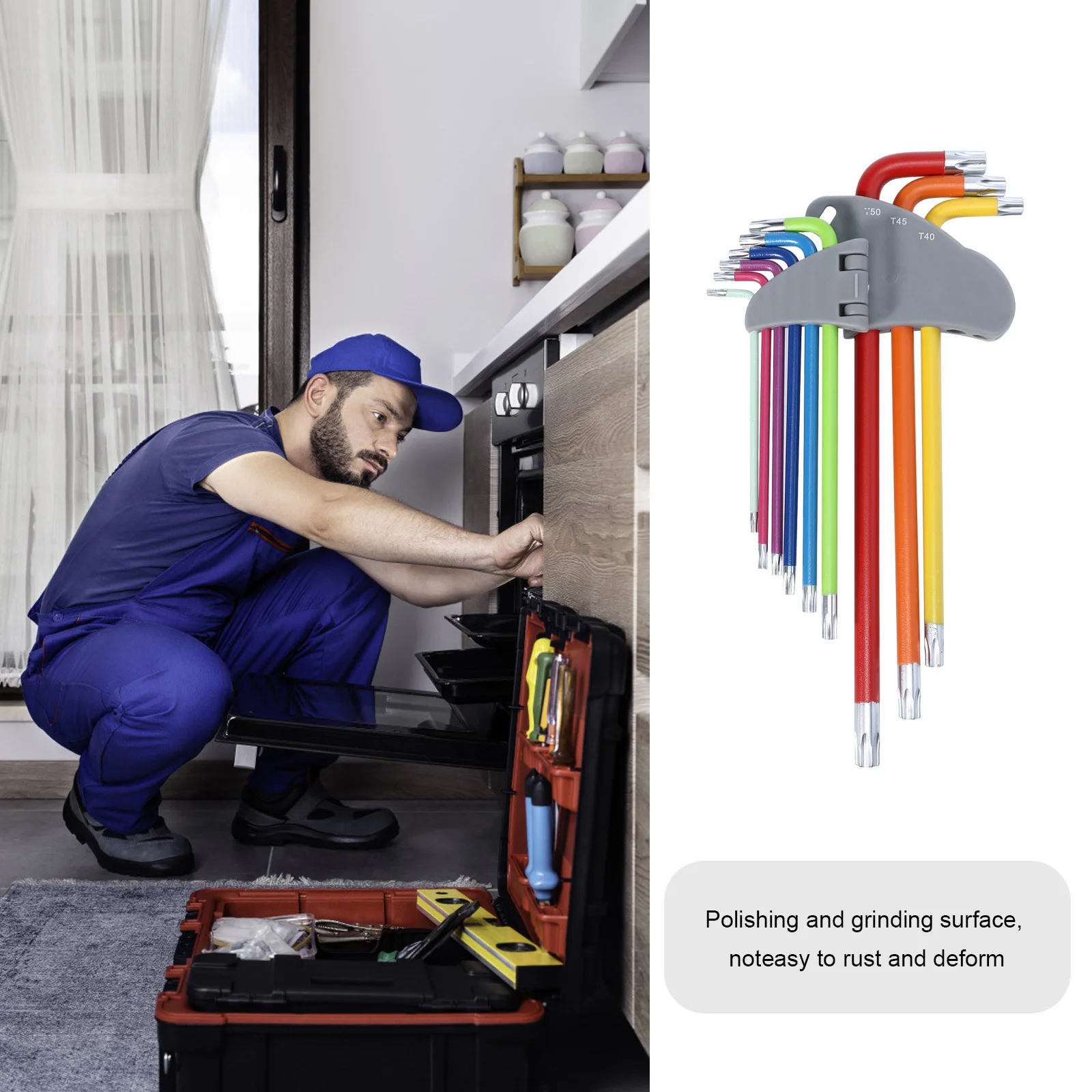 

9pcs L-Shaped Colored Hexagon Wrench Set Steel Multi-Function Repairing Spanner For Garden Appliance