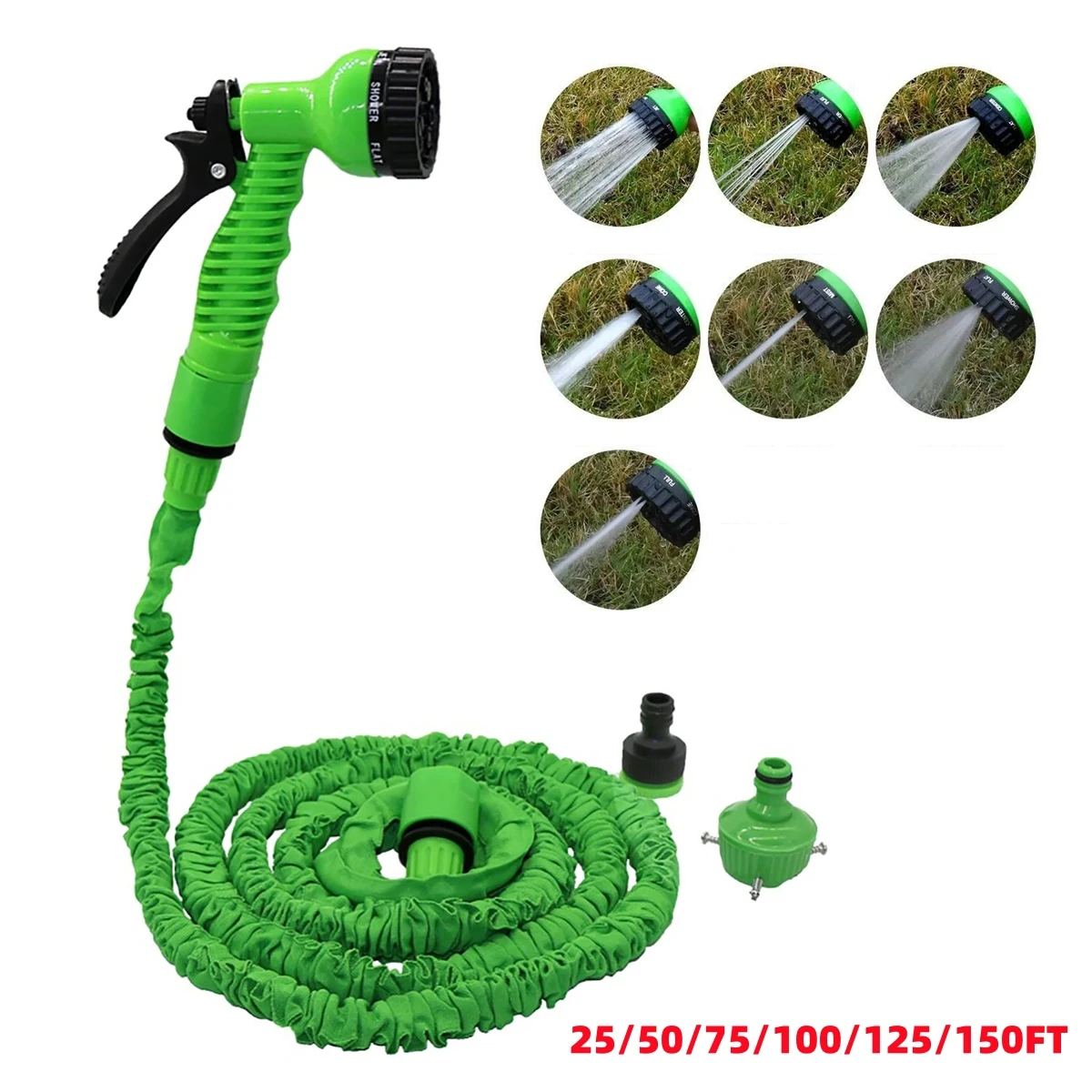 

25FT-150FT Expandable Hose High-Pressure Car Wash 7 Modes Adjustable Water Gun Lightweight Design Durable Home Garden Hose Set