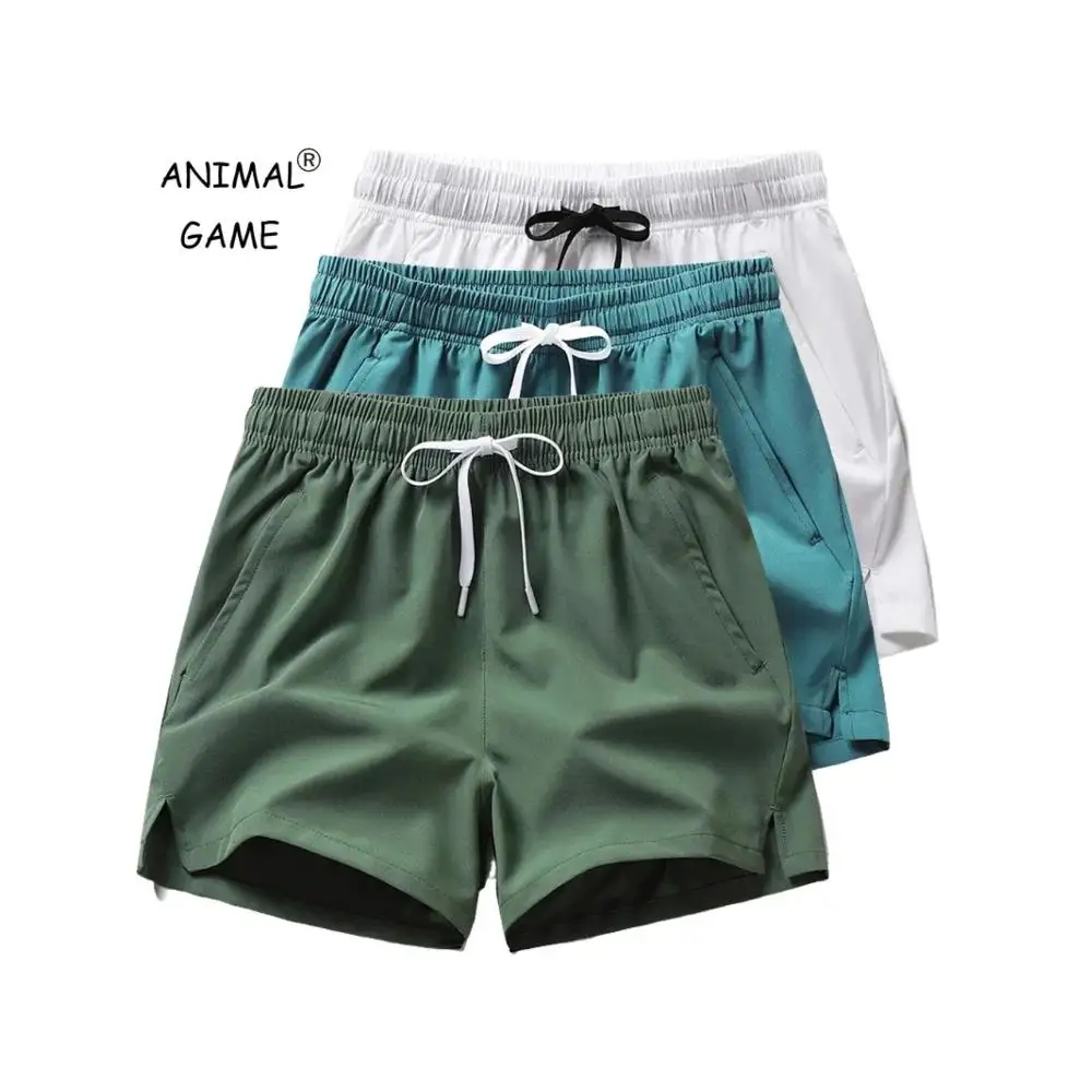 

Men's Solid Color Jogging Shorts, Lightweight Fitness Beach Pants with Pockets