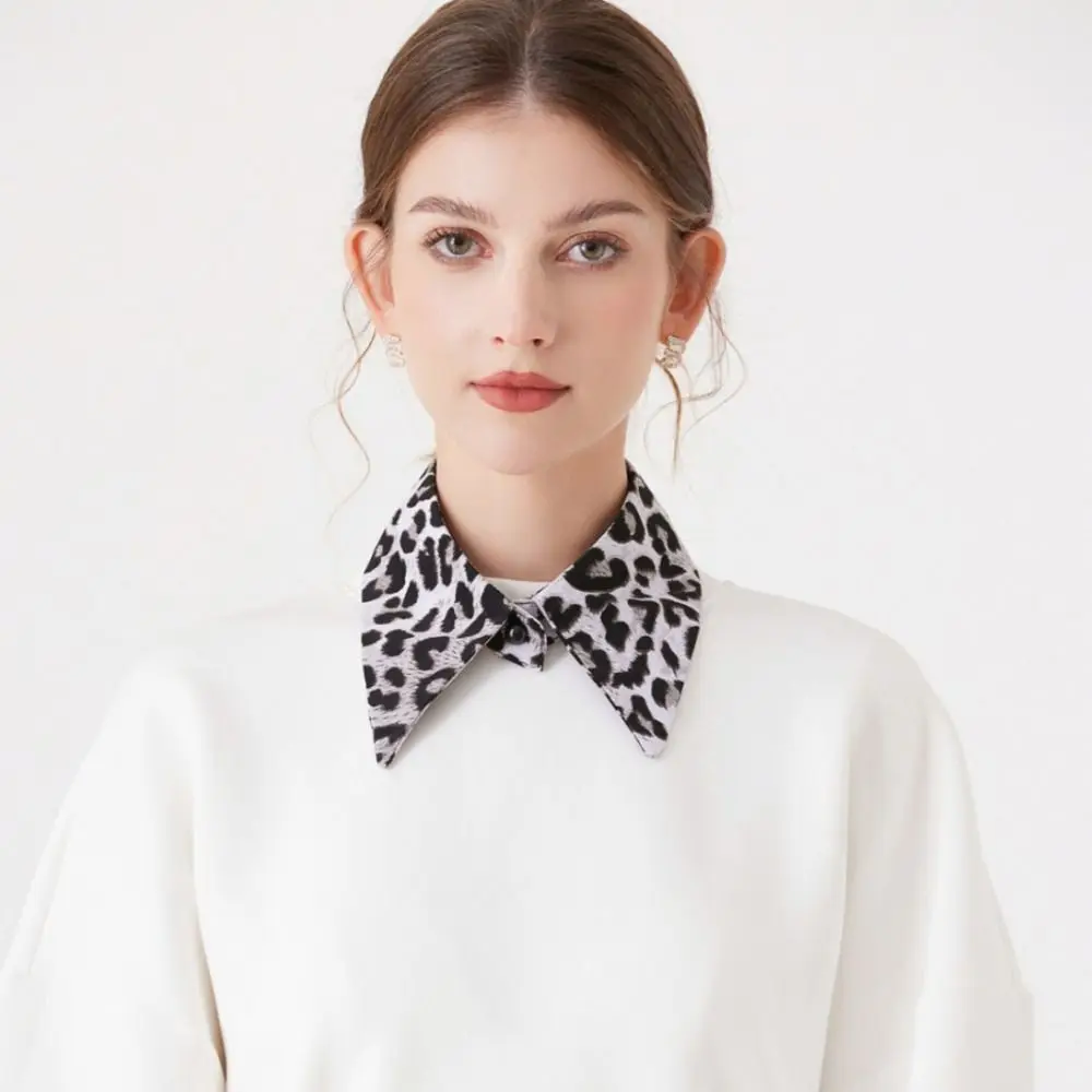 انفصال كاذبة طوق المعصم الأصفاد مجموعة DIY بها بنفسك ليوبارد طباعة الملابس والاكسسوارات وشاح شال الديكور نصف طوق القميص