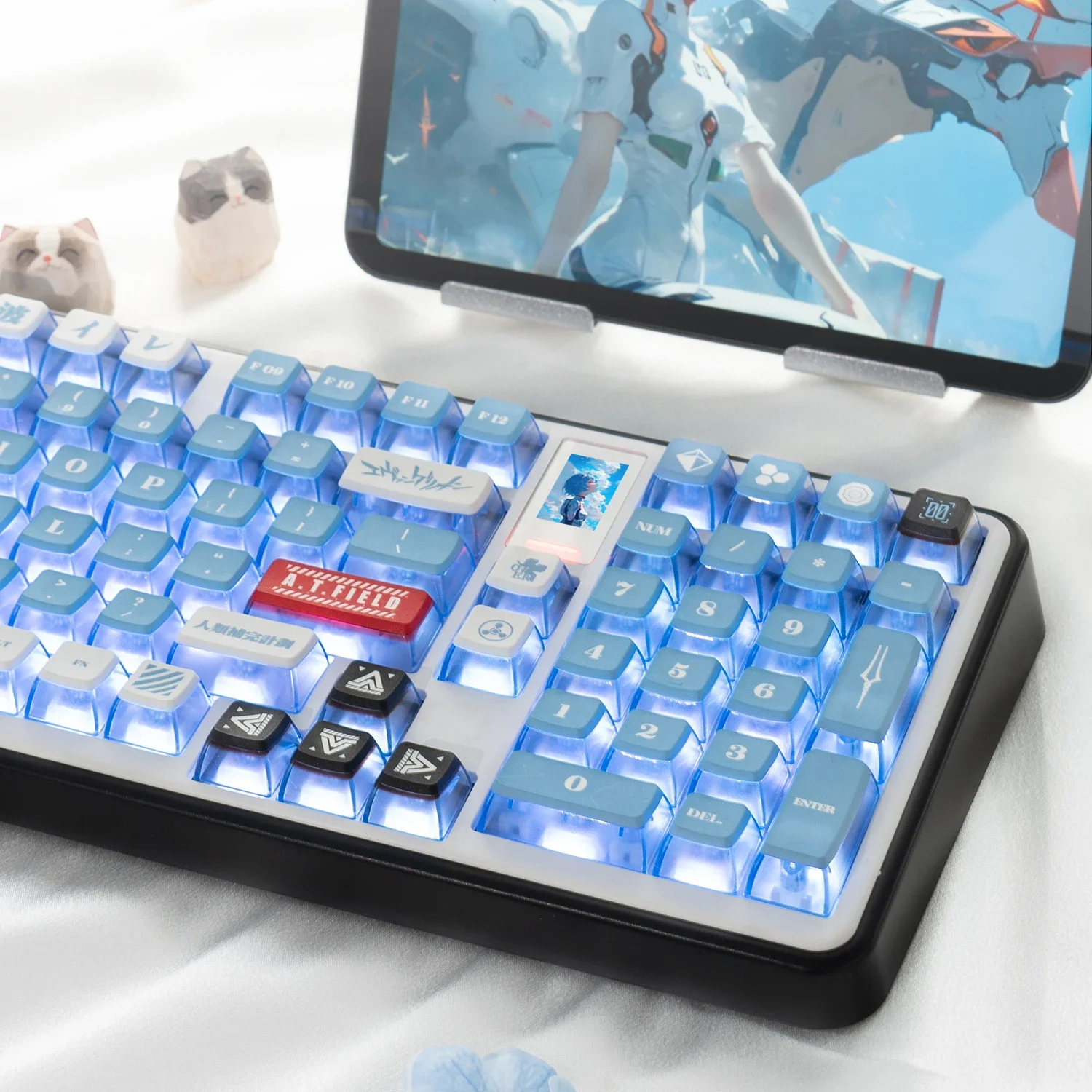 

Прозрачная клавиатура с нулевой машиной, новая MDA, двойная кожа, молочная, PBT, горячая сублимация, синяя механическая клавиатура, беспроводная