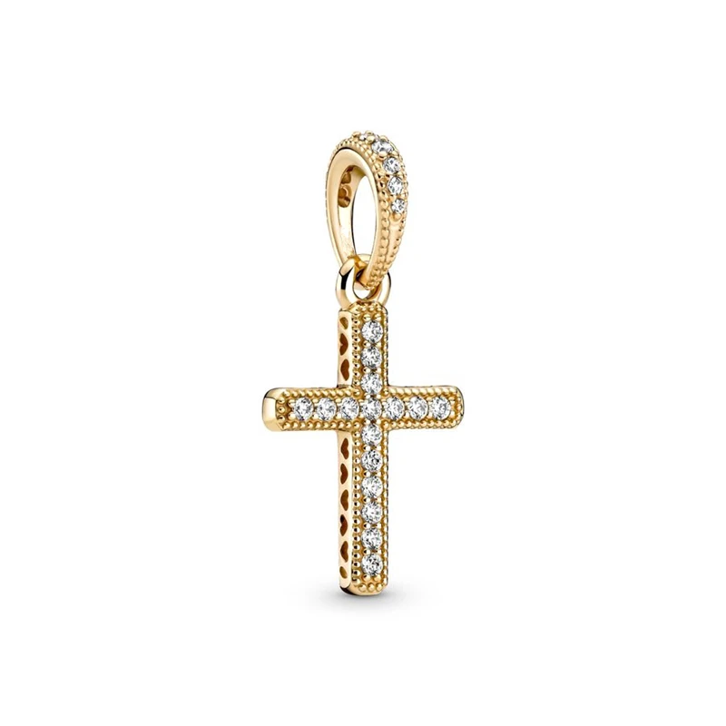 New Fine Gold The Cross of Jesus Family Tree Cactus Charm Beads Fit Original 925 Silver Pandora Bracelet DIY Women Jewelry Gifts