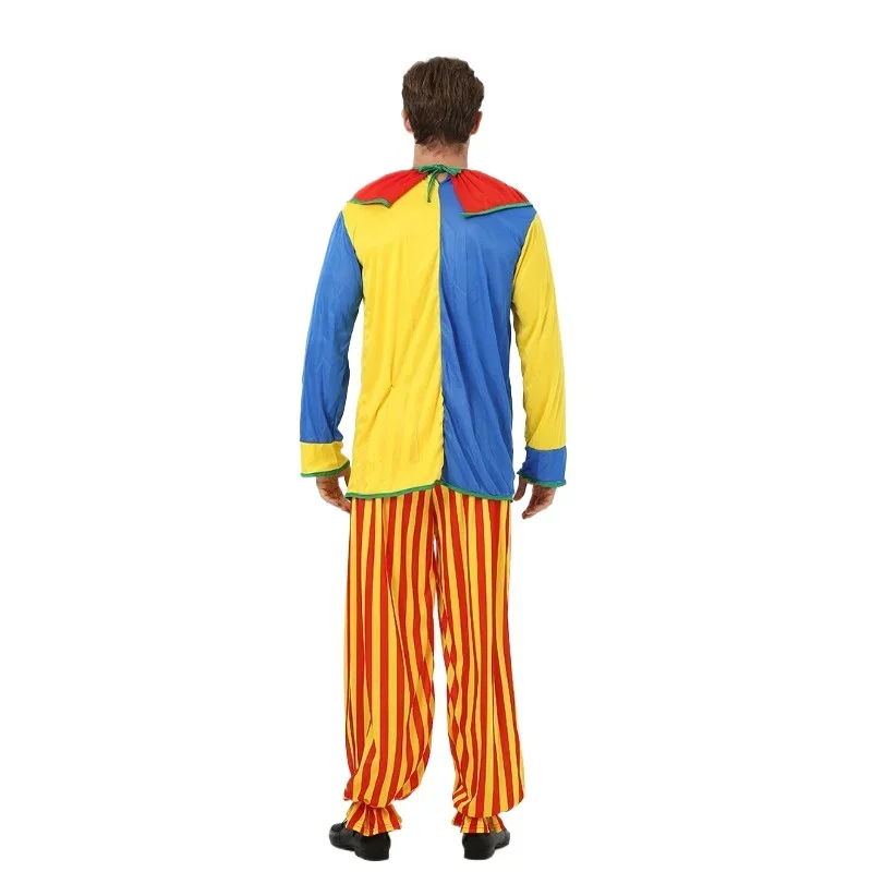 Adult Clown Cosplay Costumes Man Role-playing Costume Jumpsuits Stage Performance Suit Carnival Party Clothing Wig Clown Clothes