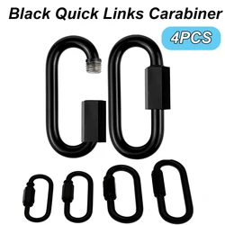 4PCS Black Stainless Steel Quick Links Carabiner Locking Quick Chain Repair Links Safety Snap Hook Chain Key Ring Connector