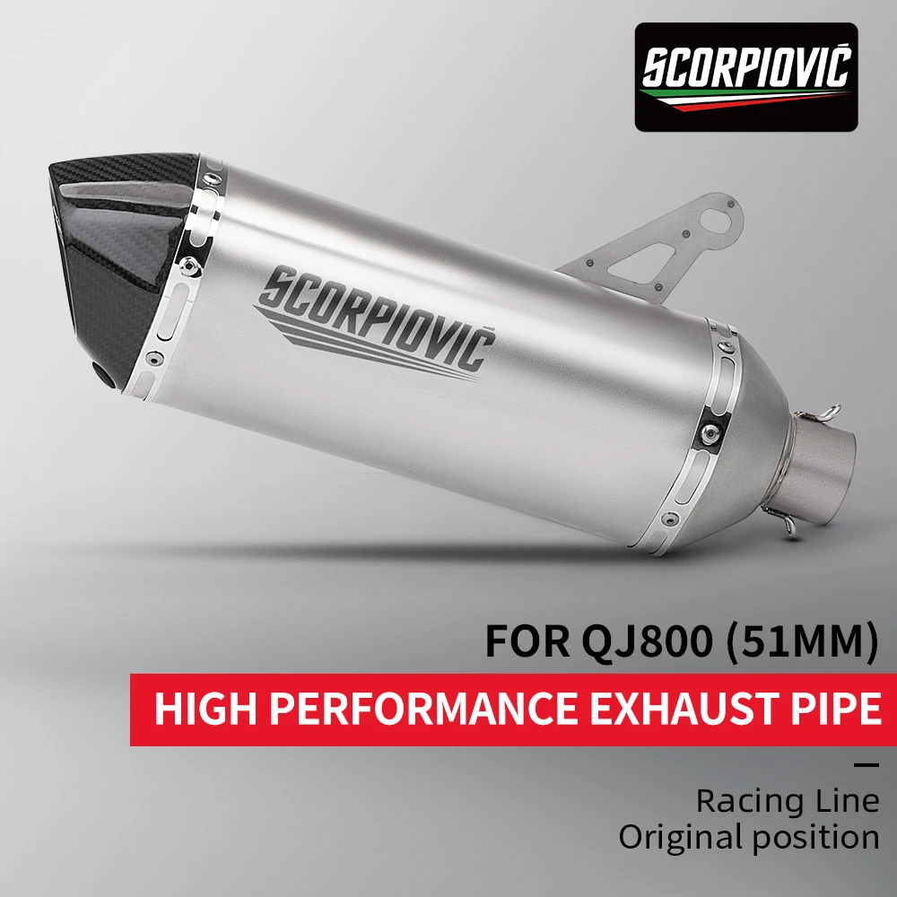 مناسبة ل QJ800GS Sai 800 دراجة نارية العادم تعديل الفولاذ المقاوم للصدأ موصل 51 مللي متر المتكاملة ماسورة العادم الذيل القسم تاي