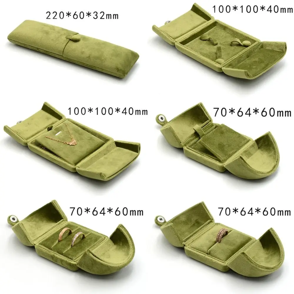 Nova caixa de armazenamento de colar de veludo cor sólida multi-funcional caixa de exibição de jóias porta dupla anéis caixa portador