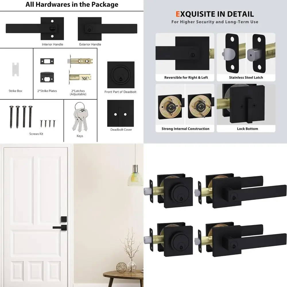 

Матовый черный усиленный дверной замок с двойным цилиндром и засовом для наружных дверей