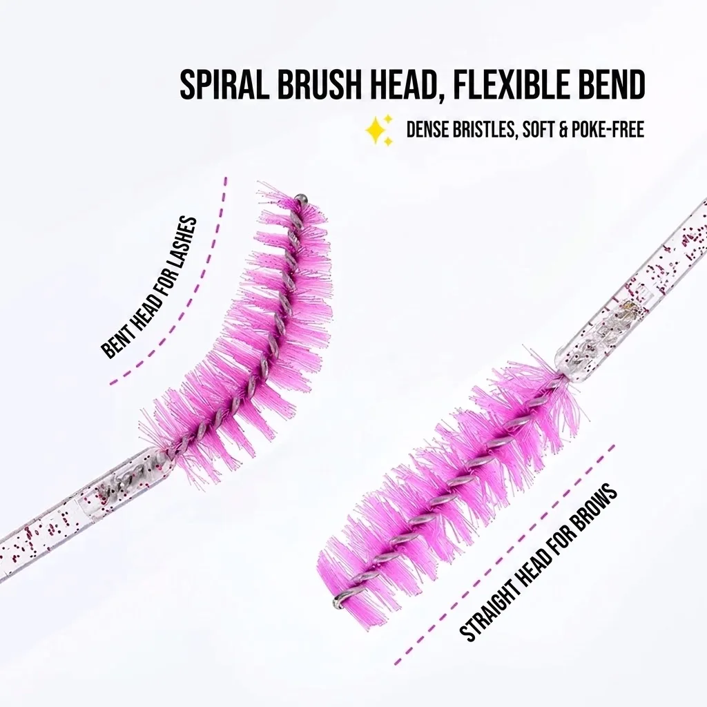 10 Stück/Packung Wimpernbürsten für Frauen in Tuben, Clover Cat Eye Wimpernverlängerungs-Spoolie-Bürsten mit austauschbaren Köpfen für Augenbrauen & Make-up – Detail 3