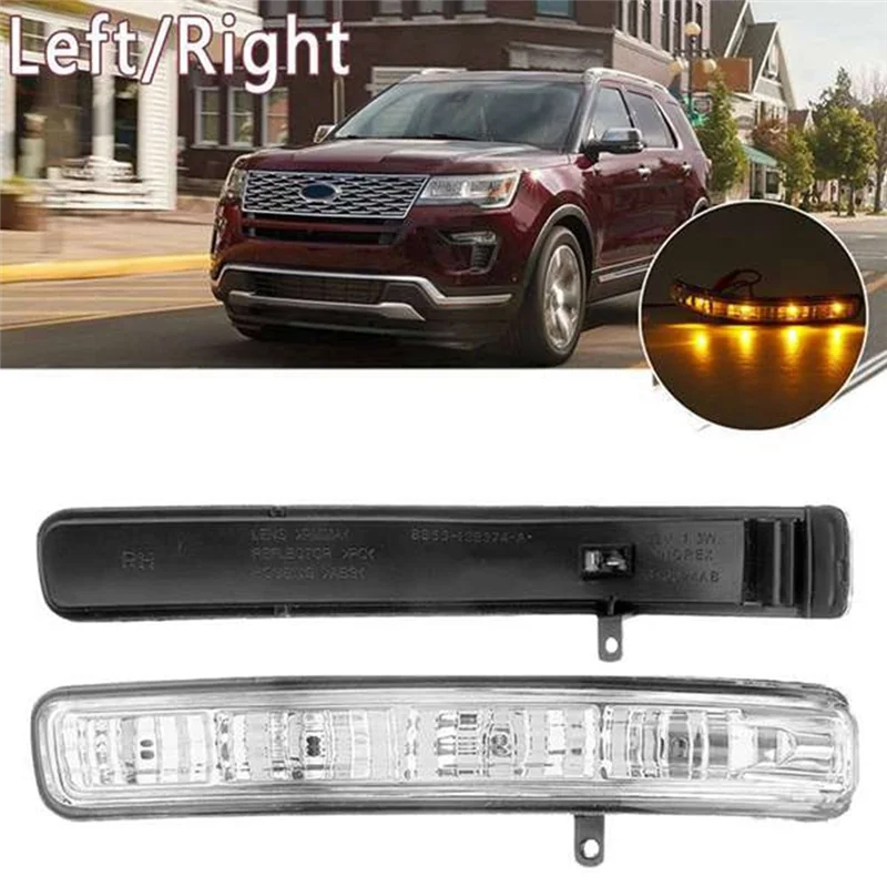 ABLU-Rear View Mirror LED Turn Indicator Car Accessory For Ford Explorer 2011-2019 BB5Z13B375A BB5Z13B374A