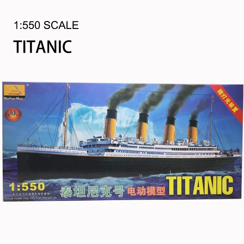 Titanic 1/550 RMS avec dispositif d'éclairage de moteur électrique, Kits de construction de navires à assembler en plastique, modèle de jouet