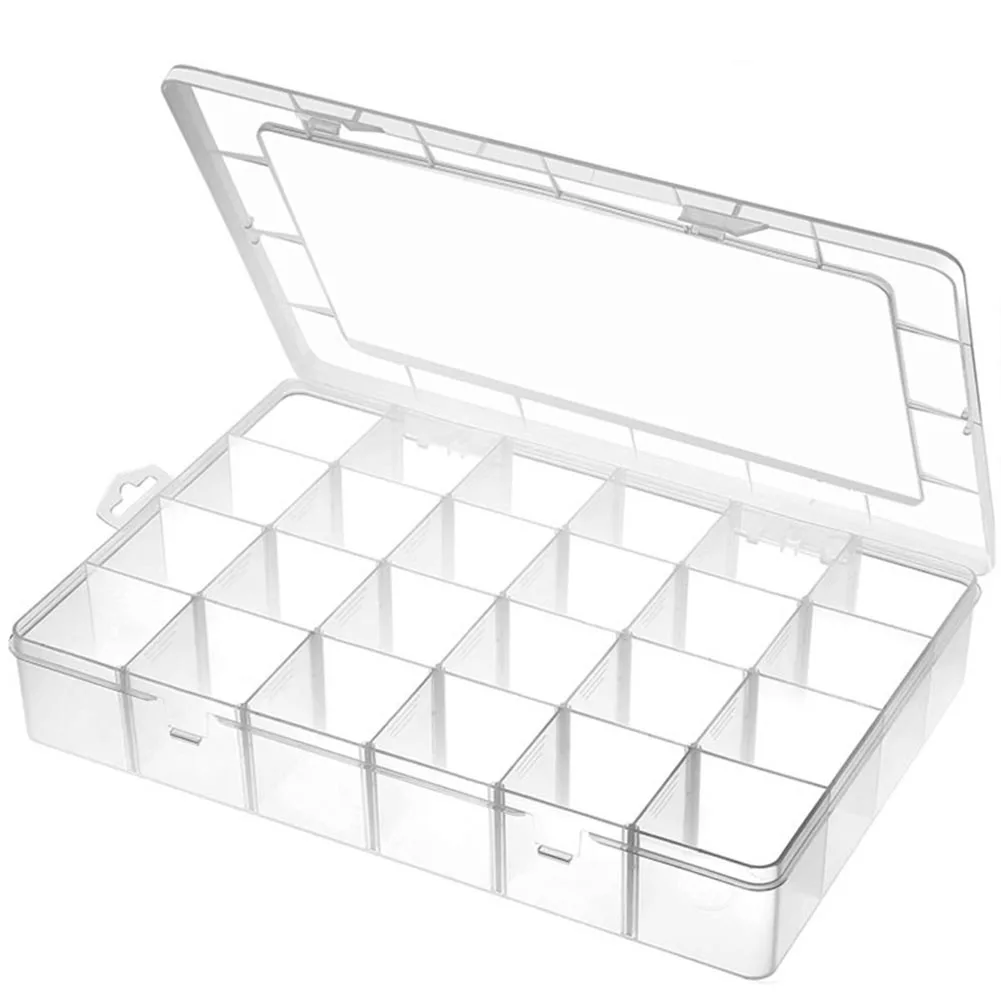 

24 Grids Transparent Plastic Storage Box Compartment Storage Case Jewelry Earring Electronic Parts Screw Beads Organizer