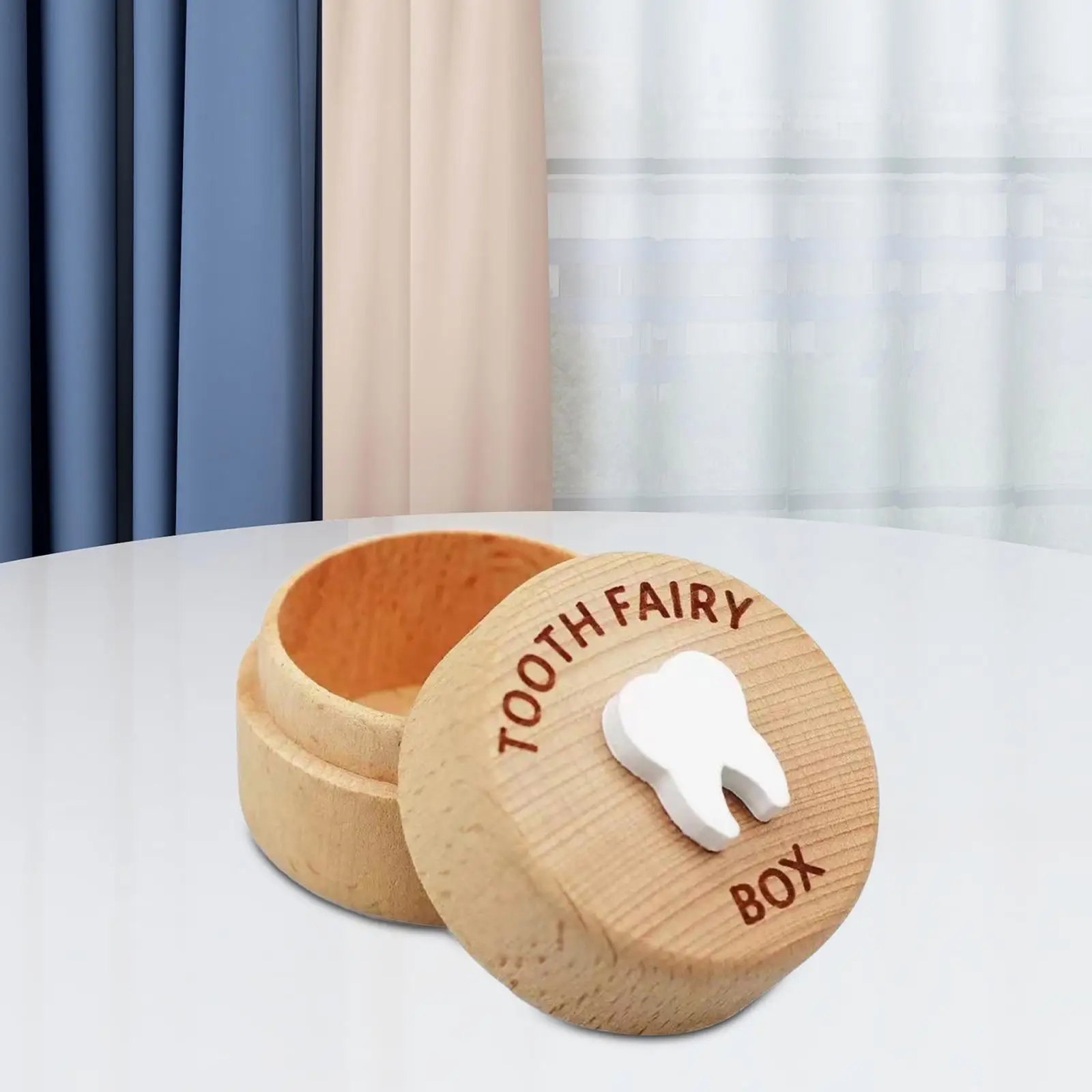Organizzatore di stoccaggio per ricordi di denti da latte, scatola di memoria in legno per regalo di fata dei denti dei capelli fetali per bambini