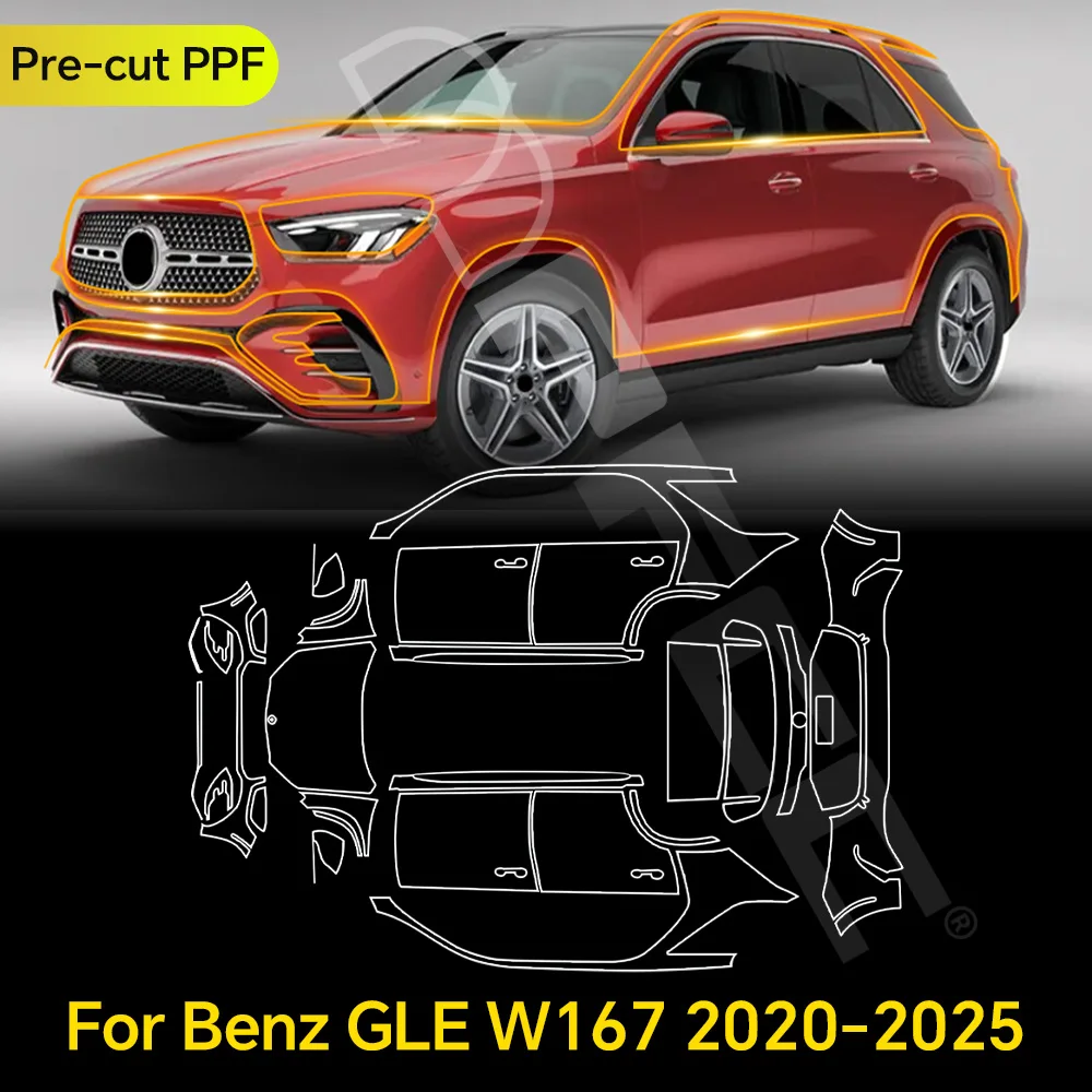

For Mercedes GLE W167 Base 2020-2023 Luxury 2024 2025 TPU Paint Protection Film Clear Bra Pre-cut PPF Car Body Anti-scratch Kit