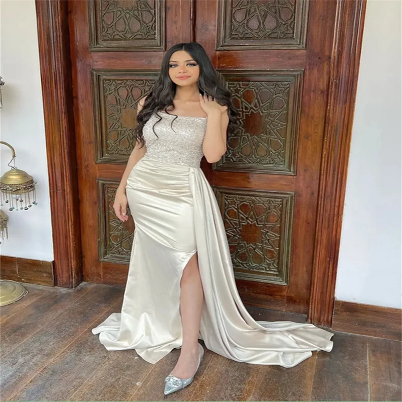فساتين حفلات أنيقة من Robes Soirée 2025 للسيدات من الساتان مخصصة فساتين سهرة طويلة للمناسبات الخاصة