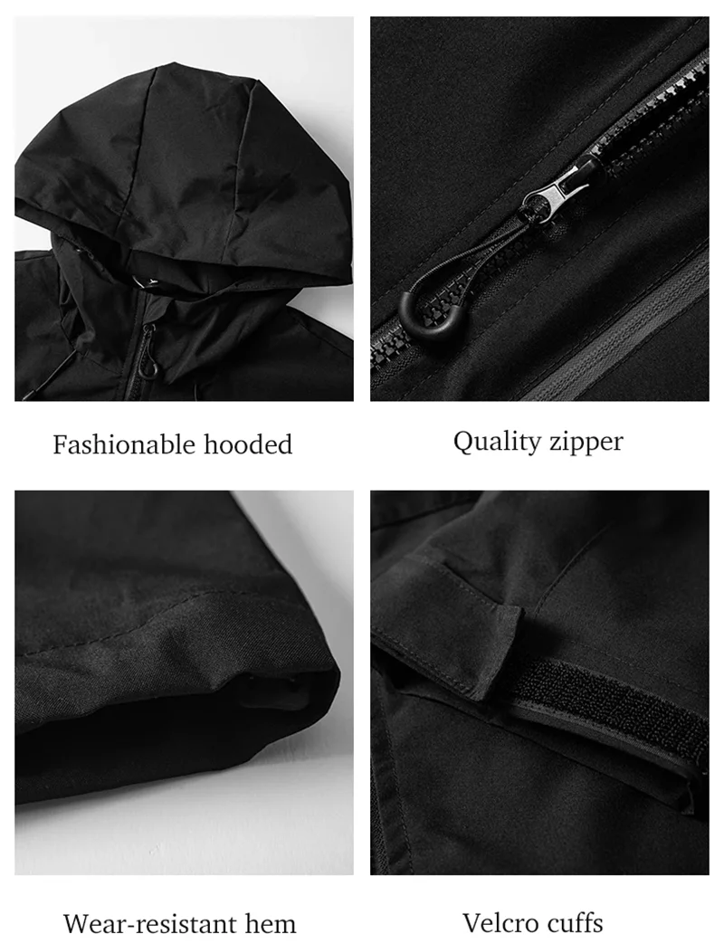 Men's Outdoor Jacket Waterproof Windbreaker Sports Climbing Trekking Multiple Pockets Skiing Softshell Zipper Hooded Jackets 143