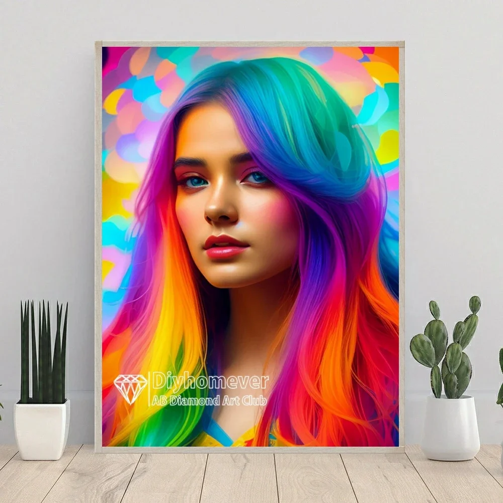 Rainbow Girls 5D DIY AB Diamond Painting Embroidery Fantasy Woman Cross Stitch Mosaic Picture Handmade Home Decor Gift 2023 New