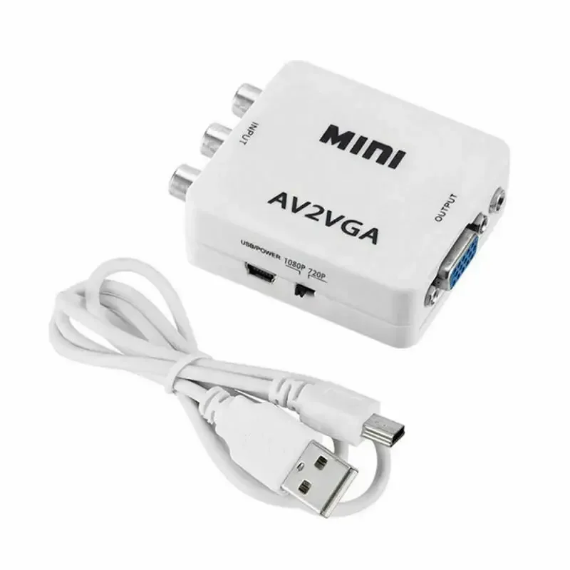 Mini HD 1080p AV2VGA Video Converter Adapter Box AV RCA CVBS to VGA Video Converter AV TO VGA PC HDTV Converter