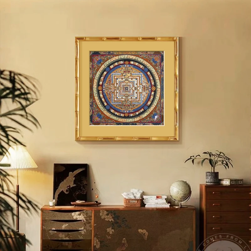 

Thangka living room decorative painting six-character mantra heart sutra Chinese entrance hanging painting Buddhist hall central