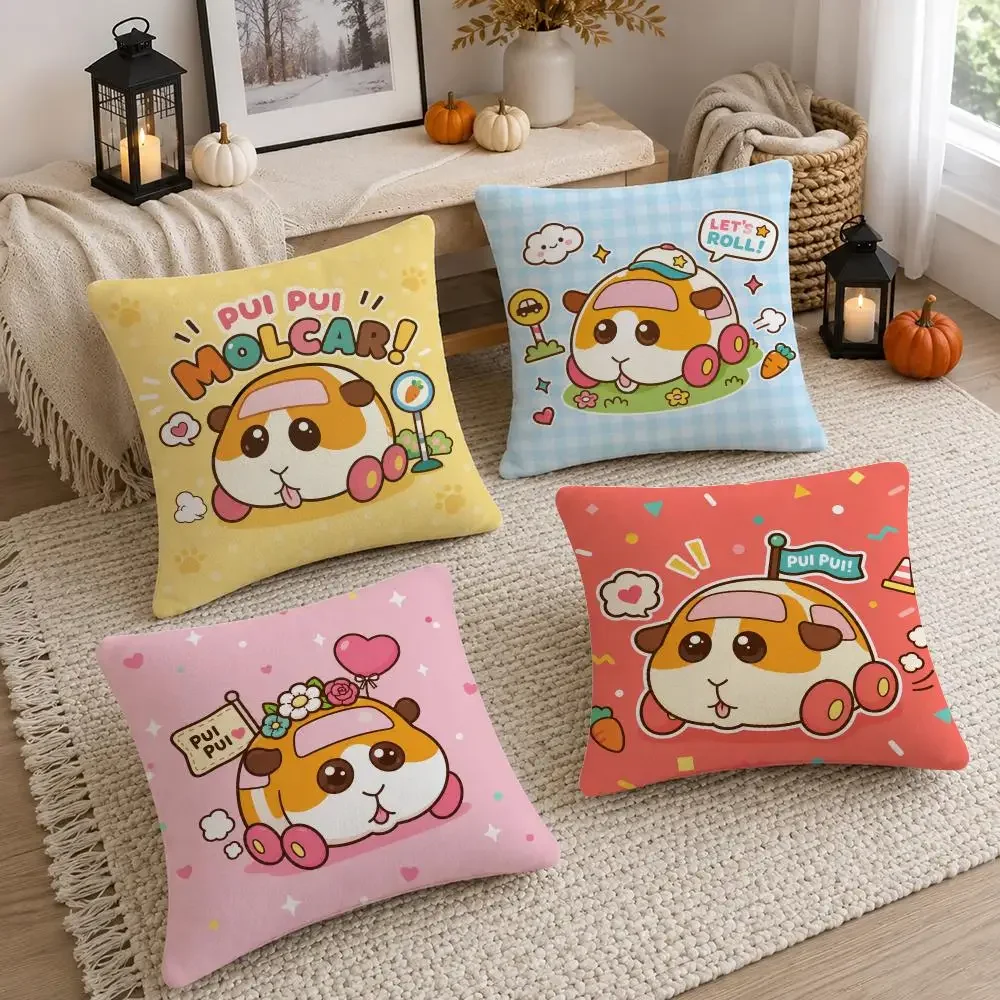Anime Pui Pui Molcar Cushion Cover Soft Fluffy Short Plush  Pillow Case Throw Decorative for Sofa Bedroom Home Decor