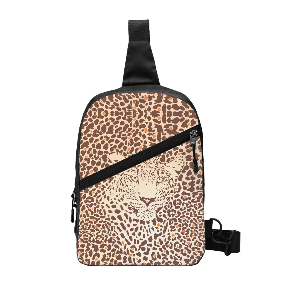 

Custom Tropical Wild Animal Leopard Skin Leather Texture Crossbody Sling Backpack Chest Shoulder Bag for Cycling Camping Daypack