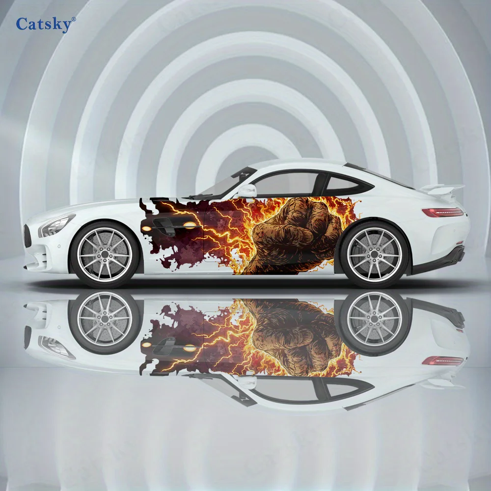 

Flame Fist Eyes Staring Car Vinyl Wraps Decal Self-adhesive PVC Sticker Suitable for Trucks SUV Decoration Auto Accessories Gift