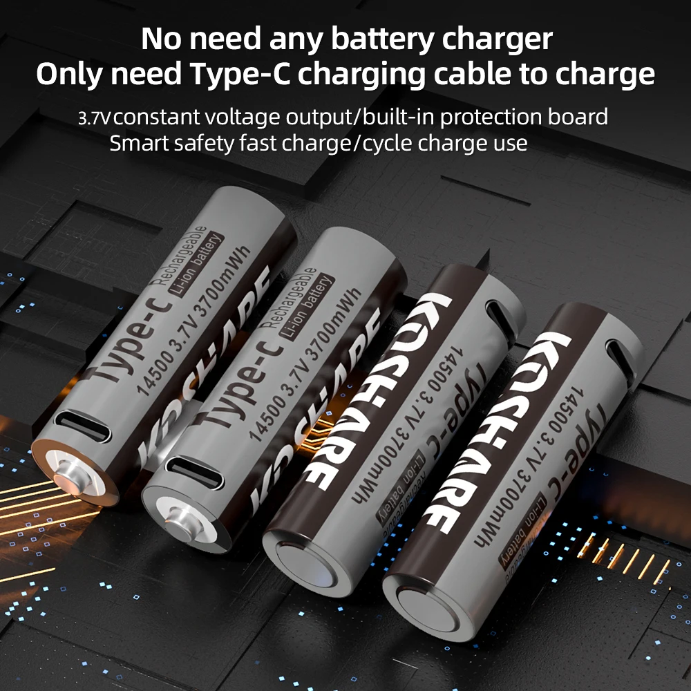KOSHARE 3.7V 3700mWh Li-ion Rechargeable Batteries Lithium Battery For Electric toothbrush clock+Type-C Cable Storage Box