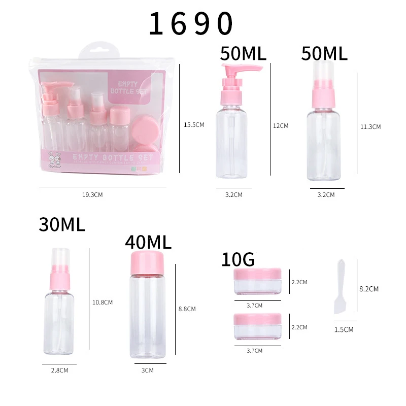 7/8 Stuks Draagbare Reis Split Bottelen Plastic Lege Fles Set Cosmetische Spray Lotion Crème Shampoo Draagbare Sub-Botteling