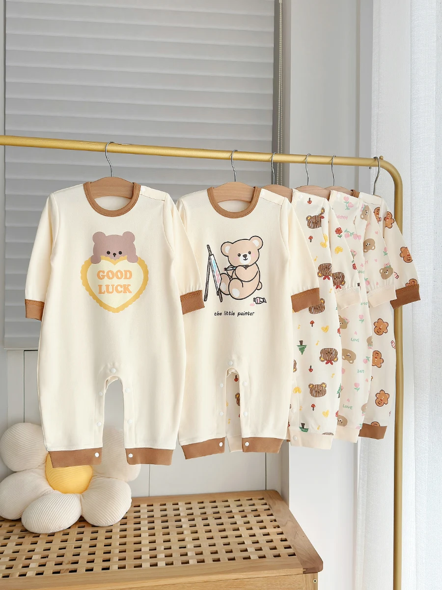 Baby Long Sleeve Boy Girl Cotton Bear Jumpsuit Newborn Crawling Pajamas Romper Autumn 0-18 Months Baby Onesie Costume Bodysuits