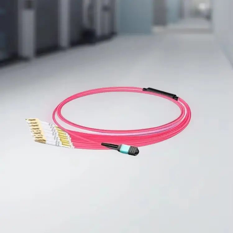 OM4 50/125 Multimode Breakout Fiber Cable MPO UPC Female to 6 LC UPC Patch Cord for 40G 100G Data Center Network