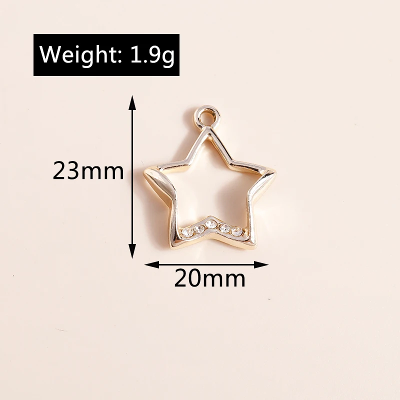 Leslie 10 Stück glänzende Kristallsterne-Charms für Ohrringe, Halsketten, DIY-Charms, Anhänger, Schmuckherstellung, Zubehör, handgefertigtes Handwerk – Detail 3