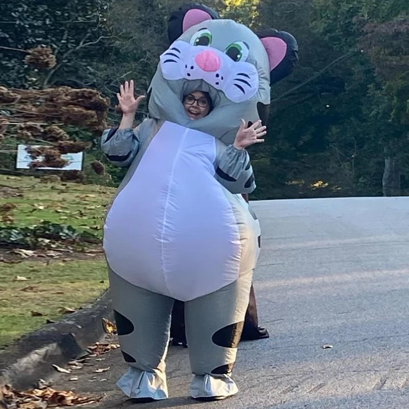 لطيف الدهون القط نفخ زي الكبار مضحك الحيوان تفجير دعوى هالوين تأثيري حفلة التميمة نفخ دعوى للنساء الرجال