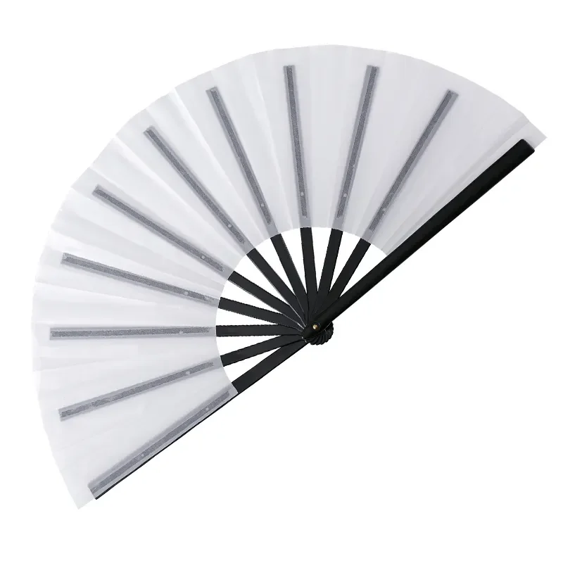 10Pcs/Pack 13 inch White Clack Fan Sublimation Printing Polyester Clacking Fan With Plastic Ribs KongFu Hand Fan