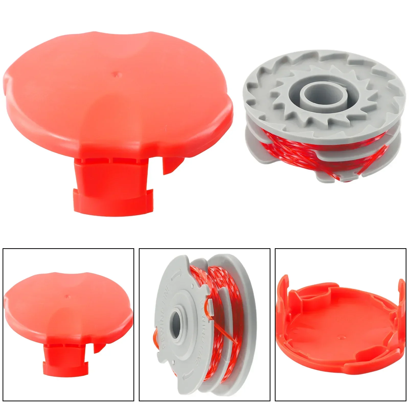 Double Autofeed Spool & Line & Spool Cap Cover For FLY021 FLY060 Grass String Strimmers Trimmer Lawn Mower Replacement Kit