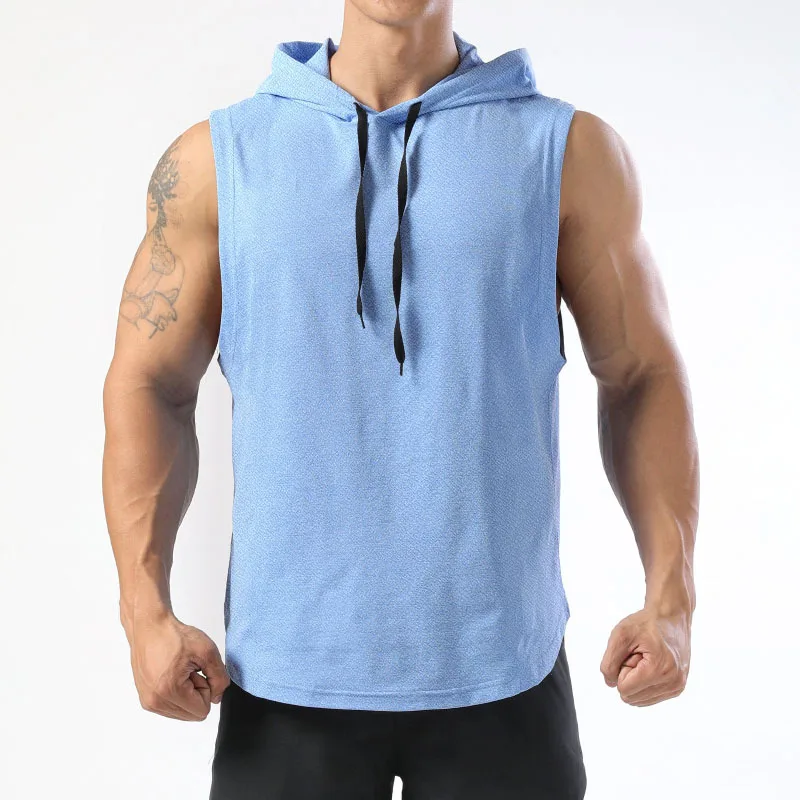 Solid Color Brand New Men\'s Tank Tops Vest Sleeveless Tees For Male Hooded Man Vests Tops Hip Hop Men Tank Top Sport Gym T shirt