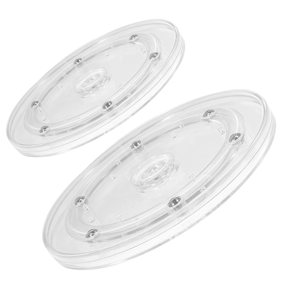 

2 pcs Transparent Rotating Turntable Plastic Display Base Small Clear Turntable For Home Kitchen Storage 360 Degree Swivel