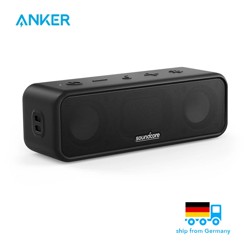 Sound core 3 from Anker: Bluetooth 5.0 loudspeaker, 24 Hours Playtime, IPX7 Waterproof Stereo Sound with Titanium Membrane Tre