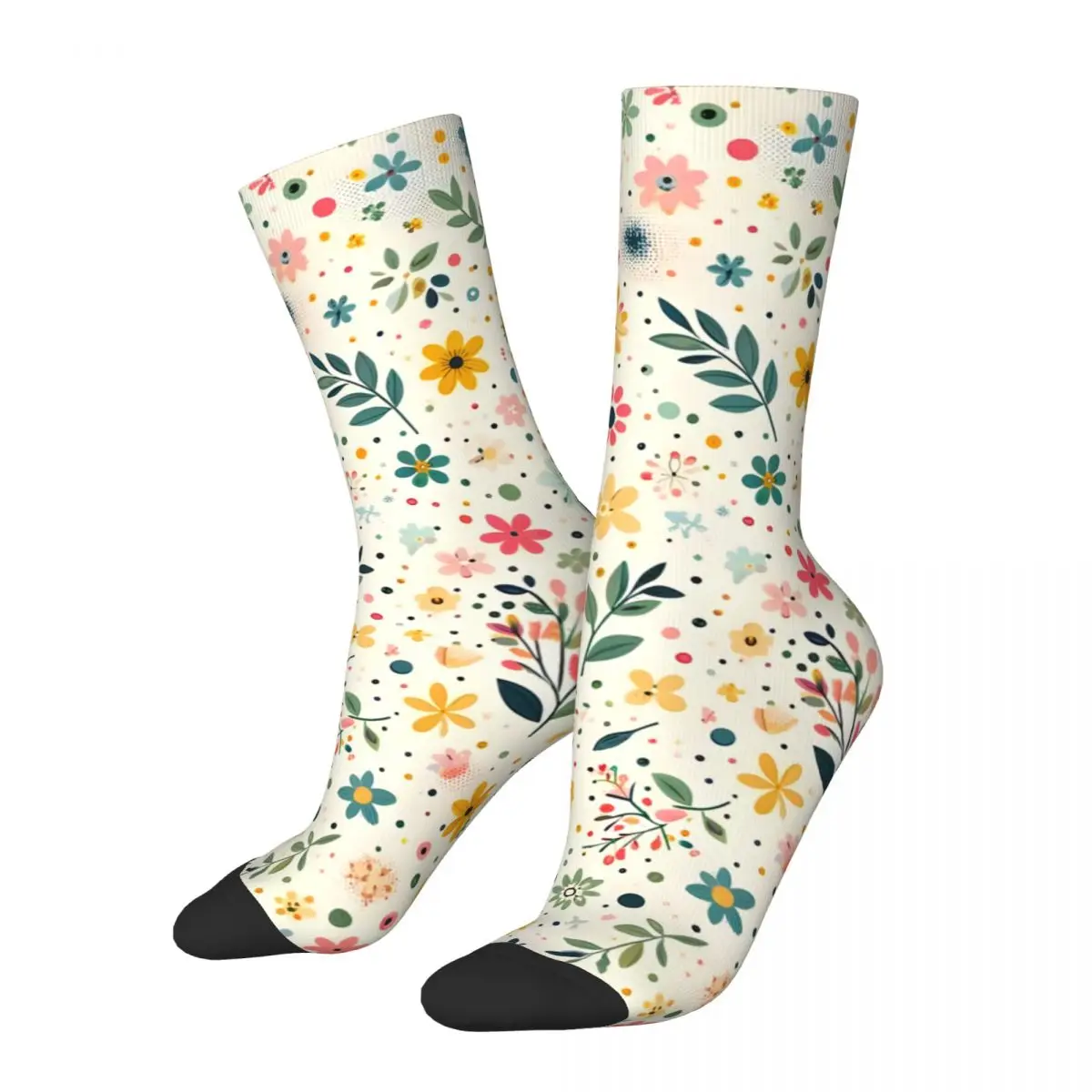 Delightful Spring Blooming Floral Men's Socks Retro Harajuku Street Style Novelty Pattern Crew Sock