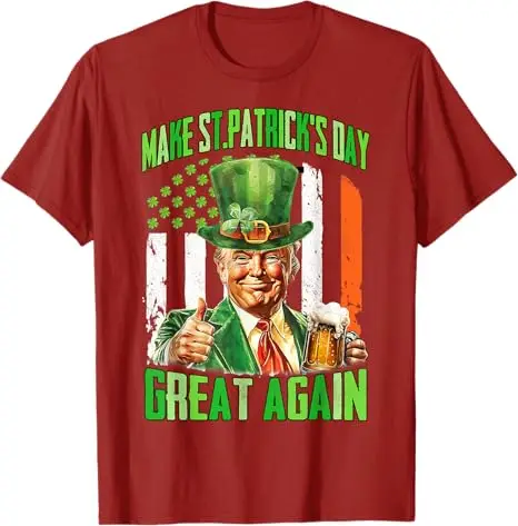 Camiseta americana Make St Patrick's Day Great Again Shamrock Trump, moda para hombre, camiseta con gráfico de bandera de EE. UU., trajes de manga corta