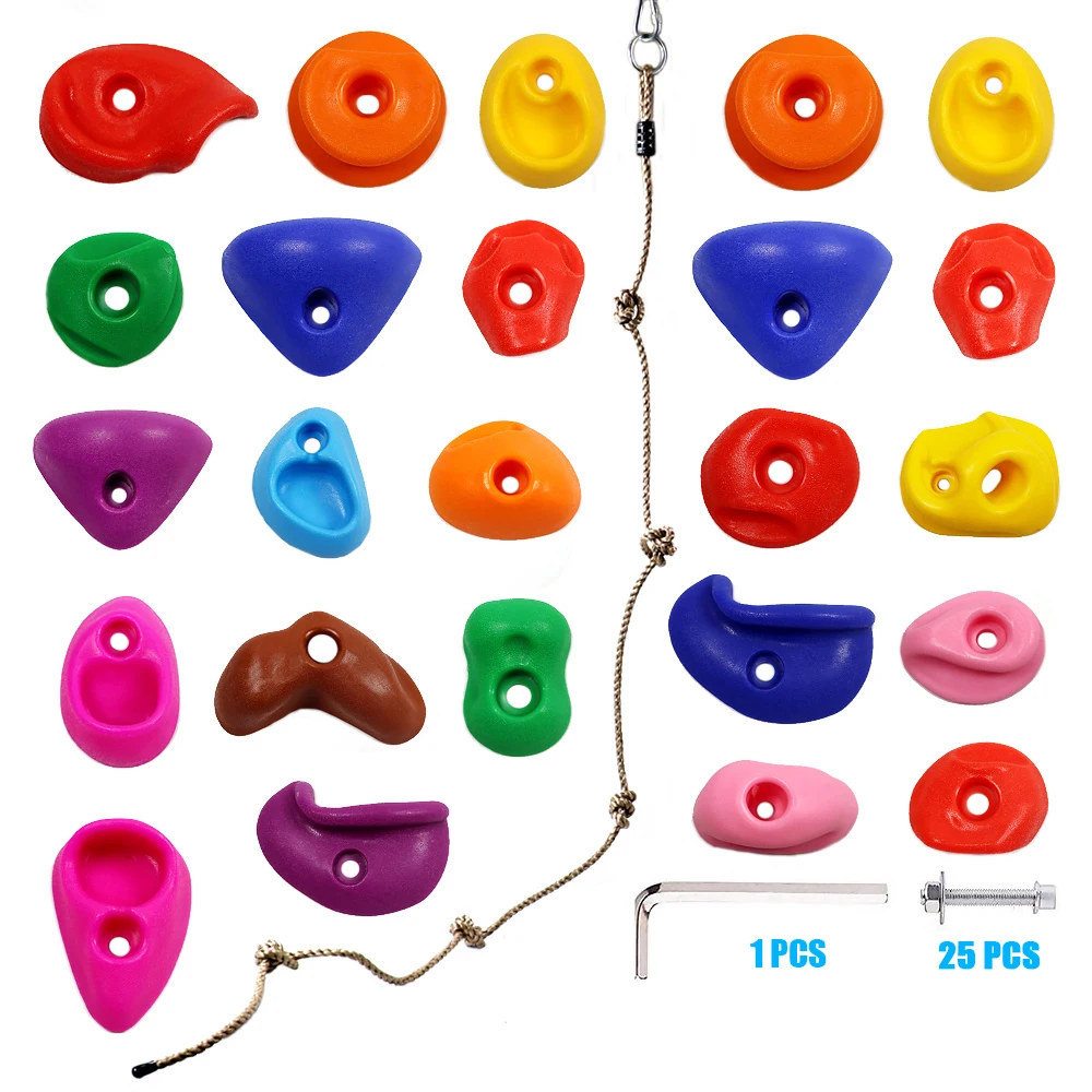Rock Climbing Holds Multi Size for Kids Adult Wall Grips for Indoor and Outdoor Playground Play Set No Screw