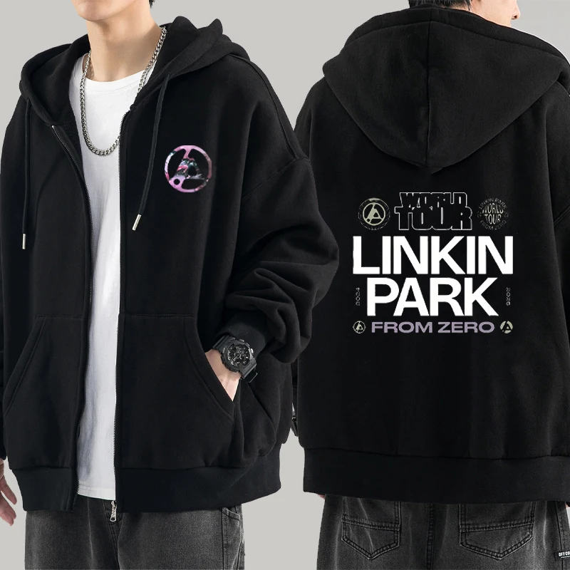 

Rock band Linkin Park From Zero World Tour 2025 Merch printed Zipper hoodie Men women harajuku fashion Fleece Sweatshirt Unisex