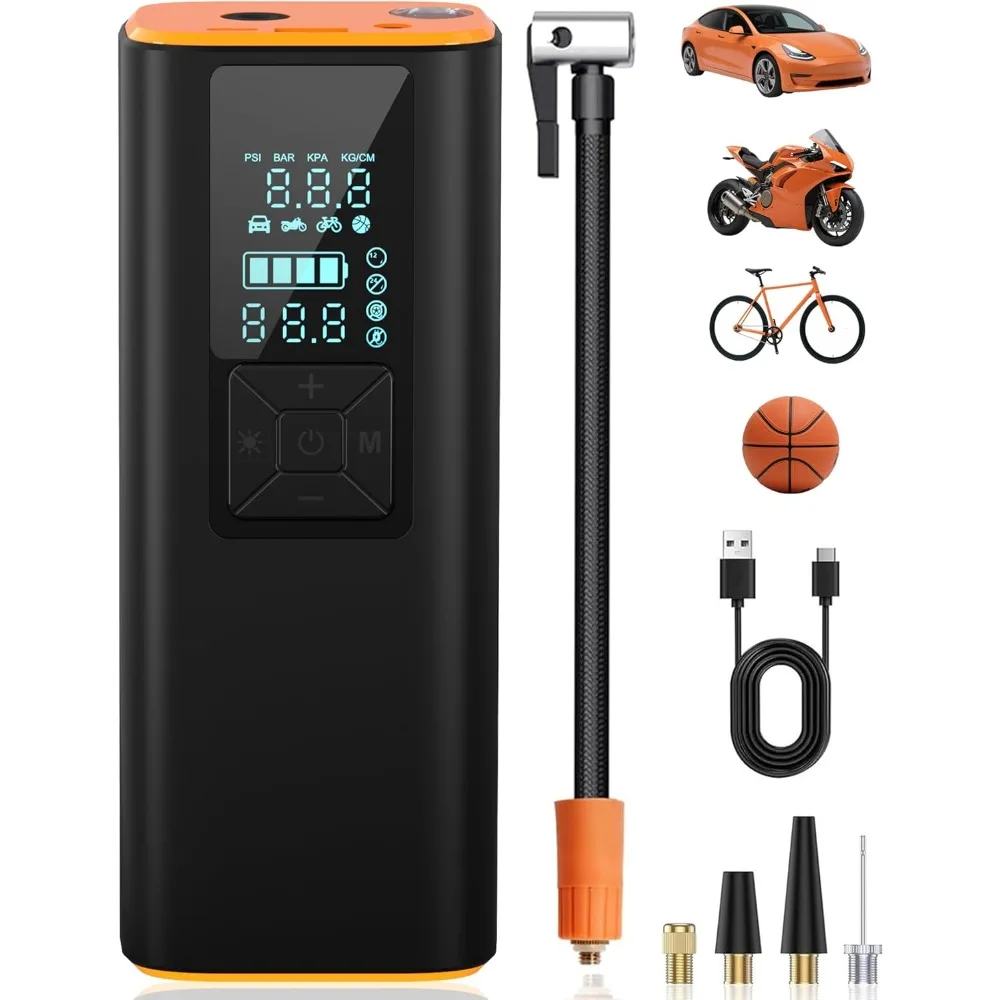 

Tire Inflator Portable Air Compressor 150PSI, Extra-Long Battery Life, Auto Shut Off Air Pump for Car Tires, LCD Display with 4