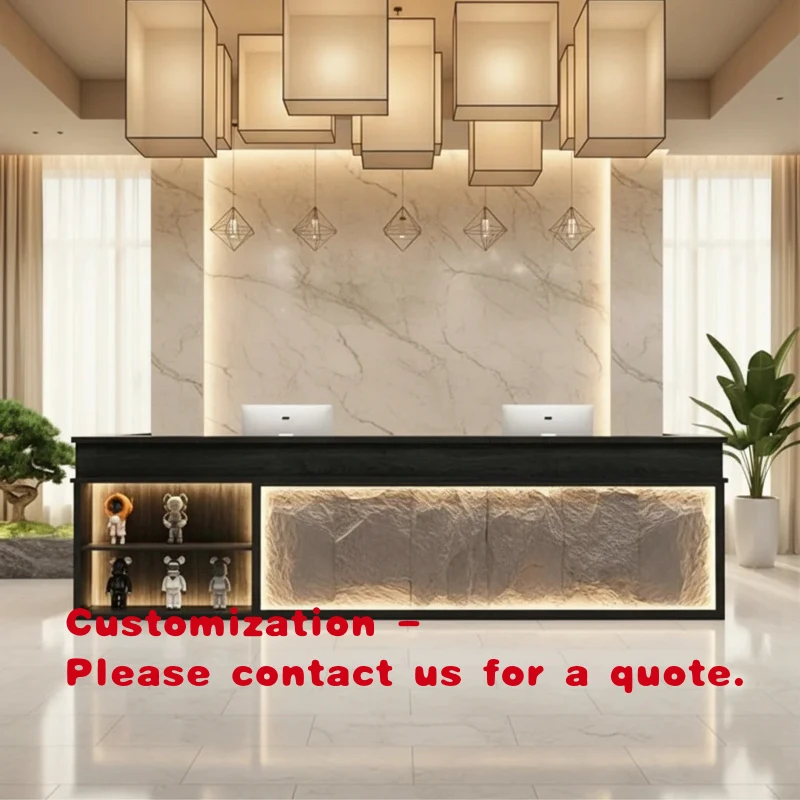 custom.Modern LED Light Wood Reception Desk Restaurant Club Cashier Counter Bathroom Foot Bath Shop Front Desk