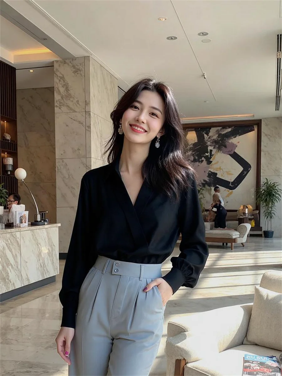 

Shirts Women Puff Sleeve Design Ruffled Detail Vintage Temper Literary Mood Fresh Student Youthful Bust Waist Spring Options